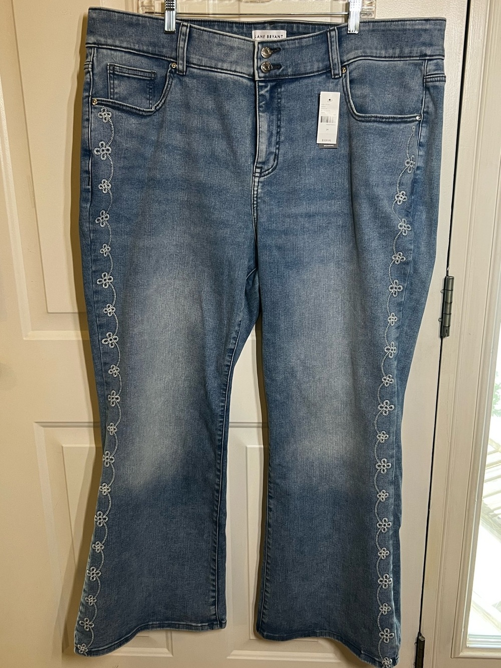 Lane Bryant Tighter Tummy High Rise Bootcut Embroidered Jeans 24 NWT